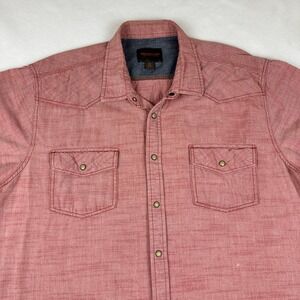 Northwest Territory Mens XXL Red Western Snap Front Short Sleeve Cotton Shirt